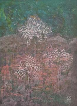 Ledeni cvet (Mešana tehnika-platno - 50x70) Karmen Korošec